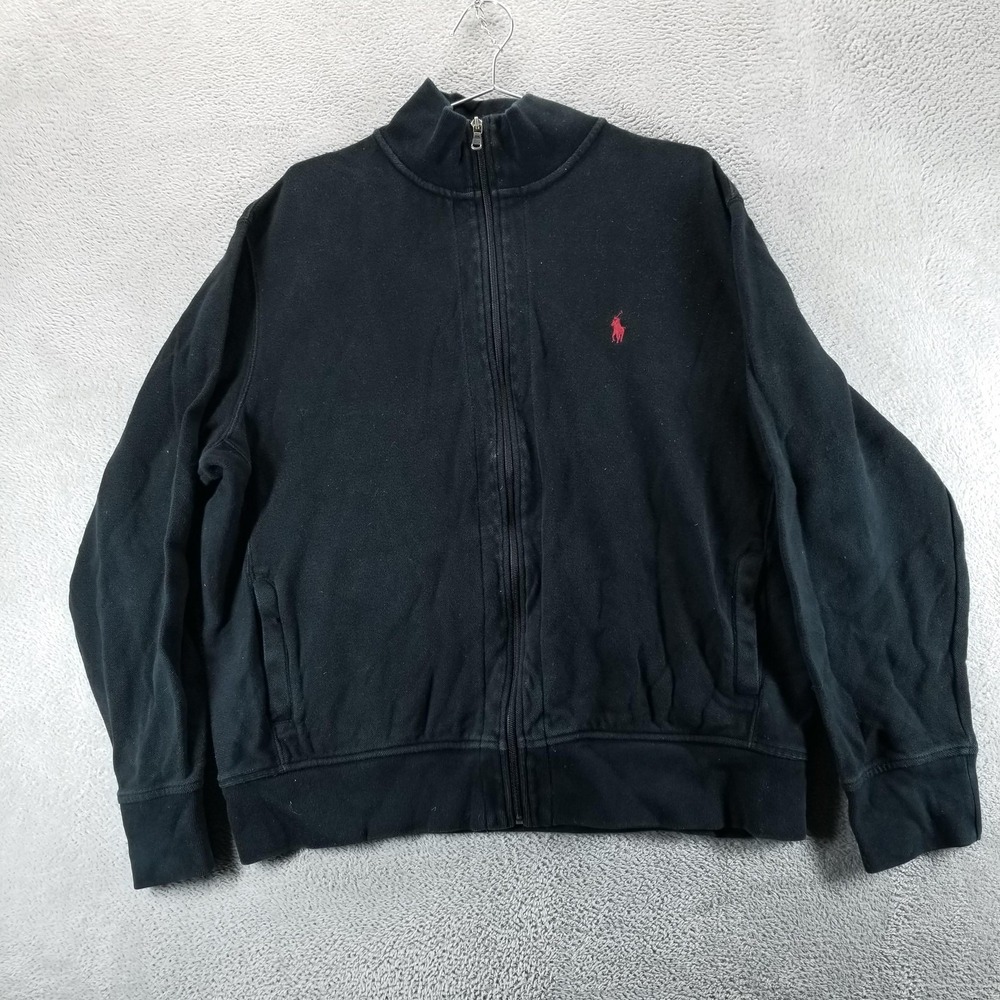 Polo Ralph Lauren Sweatshirt Mens 2XL Black Full‎ Zip Mock Neck Pony Logo Knit